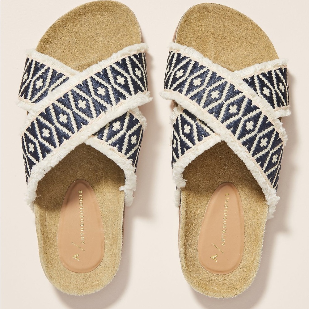 Anthropologie Callie Criss Cross Slide Sandals